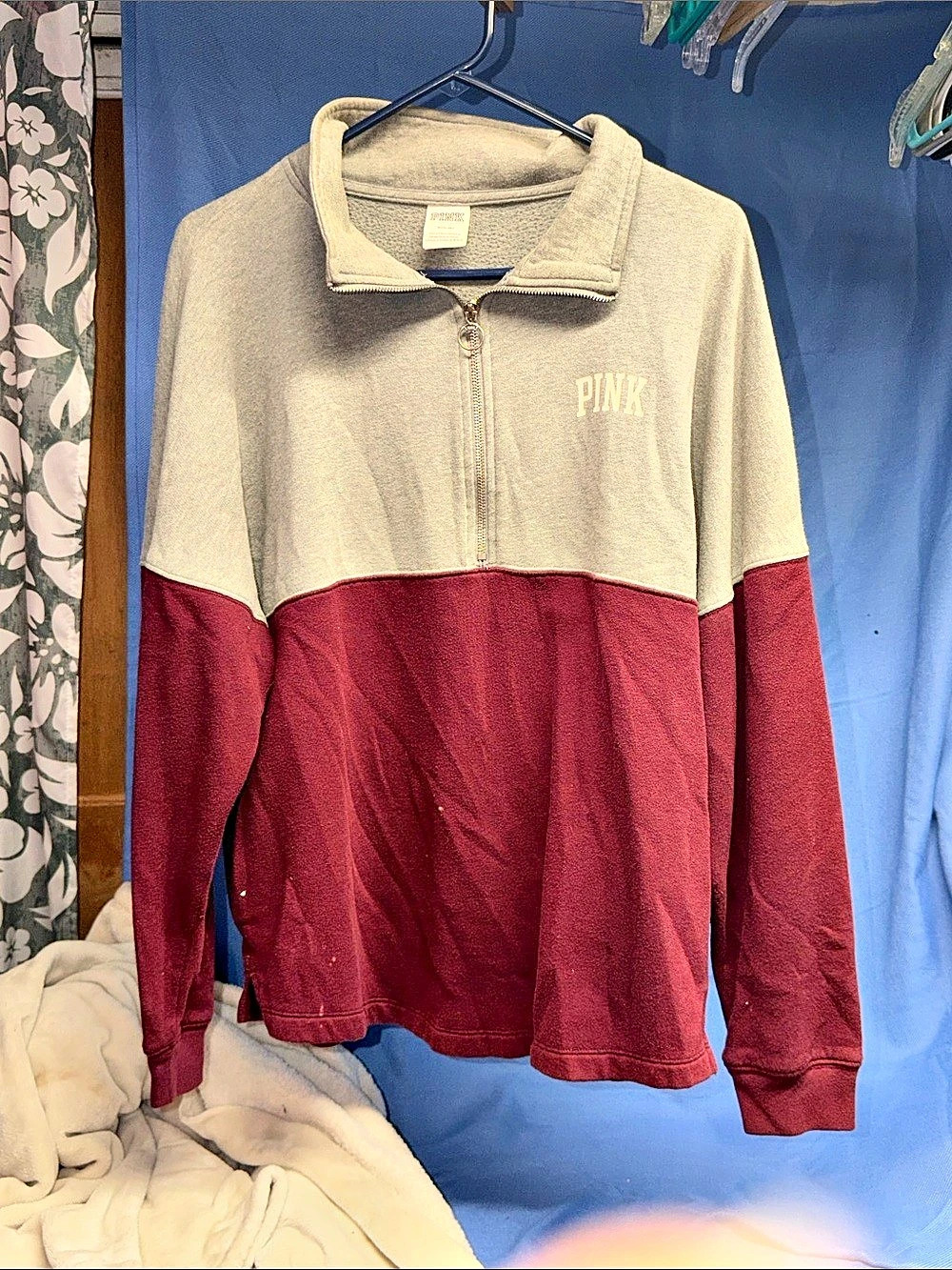 Victoria's Secret PINK Color Block Quarter Zip Size Medium Like New